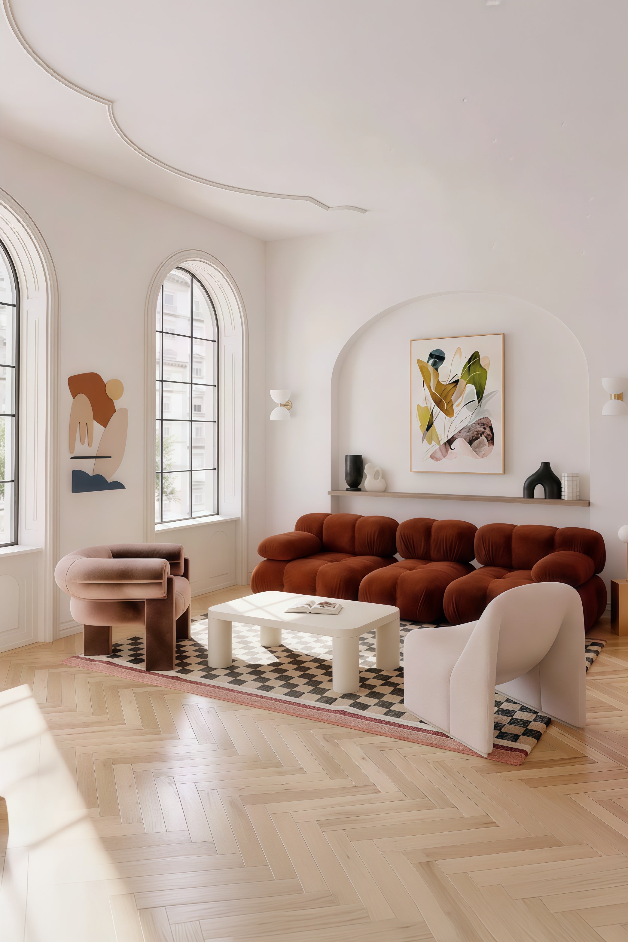 Mesa de centro Silvana de microcemento con diseño contemporáneo y elegante