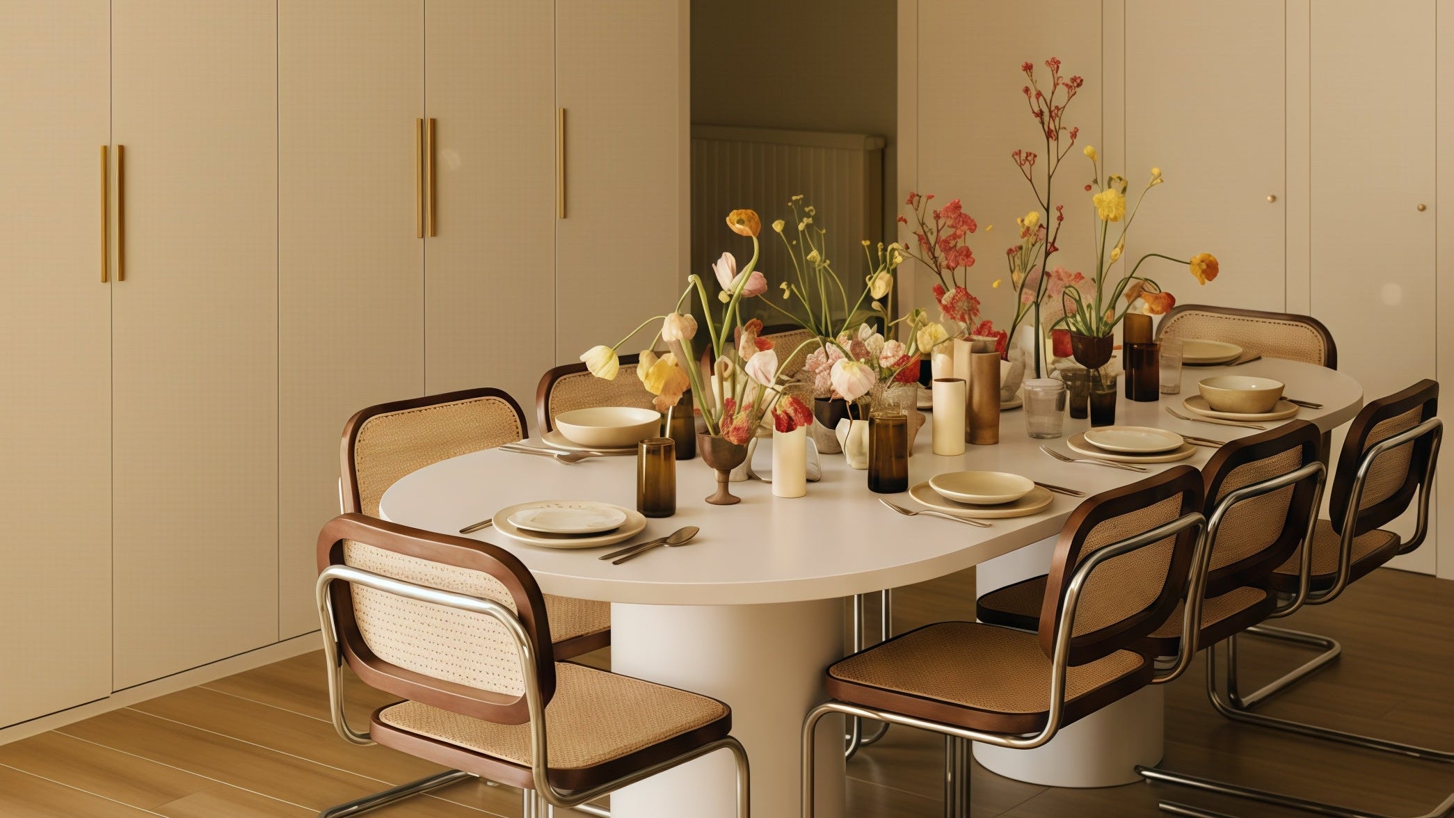 Mesa de comedor Savona ovalada de microcemento con acabado elegante y moderno