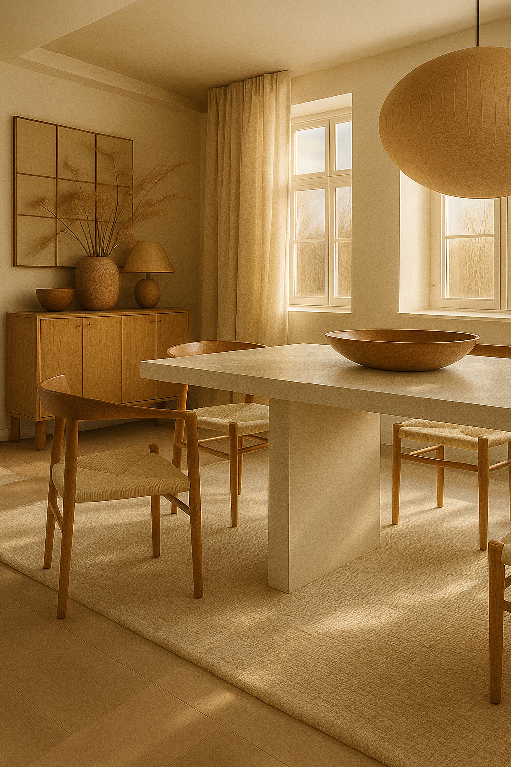 Mesa comedor Renata microcemento rectangular diseño contemporáneo para comedores modernos